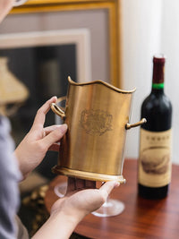 Handcrafted Brass Ice Bucket with Handles for Wine, Champagne, and Beer - Ideal for Home, Hotel, and Restaurant Use