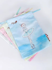 Ballet Dance Shoe Bag with Drawstring for Kids and Adults, Printed Storage Pouch for Pointe, Jazz, and Lyrical Shoes