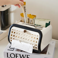 Desktop Tissue Box, Mid-Century Style Napkin Holder for Coffee Table, Bedroom, Living Room, Magnetic Spring Bottom