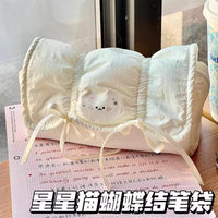 Cute Cat Bow Pencil Case for Students, Large Capacity Stationery Pouch