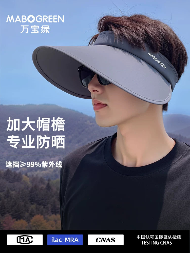Men's UV Protection Sun Visor Hat with Wide Brim for Driving & Cycling