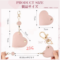 Heart Leather Key Holder with Retractable Pull Reel, Small Key Organizer Pouch