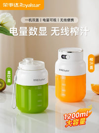 Royalstar Portable Juicer Blender with Digital Display, 3/8-Leaf Steel Blade, USB Rechargeable, 800ml/1200ml Capacity
