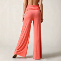 Women's Wide Leg Yoga Pants Loose Casual Solid Color Bell Bottom Trousers