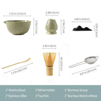 Japanese Matcha Tea Ceremony Set with Ceramic Bowl and Bamboo Whisk