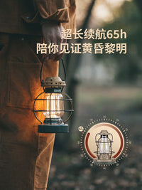 NOKEE Retro Rechargeable Camping Lantern with Stepless Dimming, Olive Grey