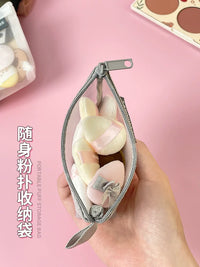 Portable Mesh Cosmetic Bag for Makeup Sponges and Small Items