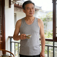 Men's Cotton Vest for Middle-Aged and Elderly, Thin Breathable Absorbent Loose Fit