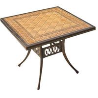 Outdoor Cast Aluminum Dining Table and Chairs Set with Tile Top for Patio Garden Villa
