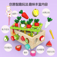 Kids Wooden Farm Carrot Pulling Shape Matching Disassembly Toy Car Early Education Puzzle