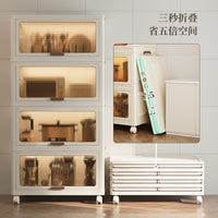 Foldable Storage Cabinet with Wheels, Multi-layer Organizer for Toys, Clothes, Snacks, No Assembly Required