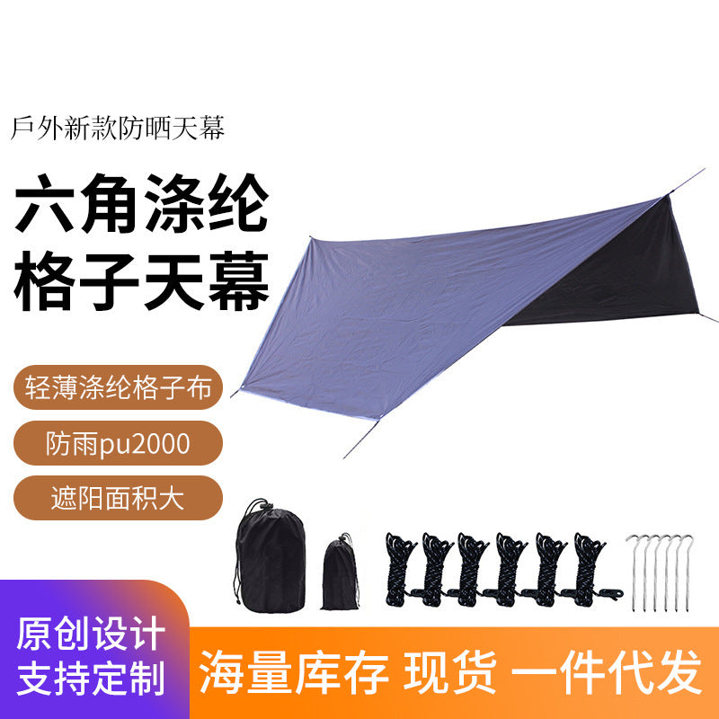 Outdoor Camping Hexagonal Tarp Shelter Sunshade Rainproof Waterproof