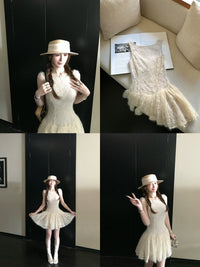 Skk Store Pear Blossom Dream Heavy Embroidered Lace Sleeveless Dress