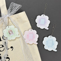 Acrylic Four-Leaf Clover Photo Frame Keychain Card Holder for Student ID Cards