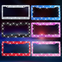 US/Canada/Mexico Universal Rhinestone Car License Plate Frame - Round Hole Plastic Acrylic Diamond License Plate Holder