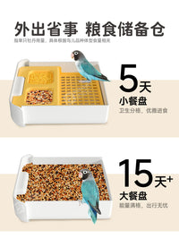 External Bird Bath and Feeder for Cages, Anti-Splash Transparent Bird House with Feeding Tray