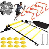 Agility Ladder Training Set with Disc Cones, Obstacle Barrels, and Hurdles for Soccer Speed & Agility Training