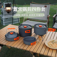 Portable Outdoor Camping Cookware Set with Kettle and Folding Aluminum Alloy Pot
