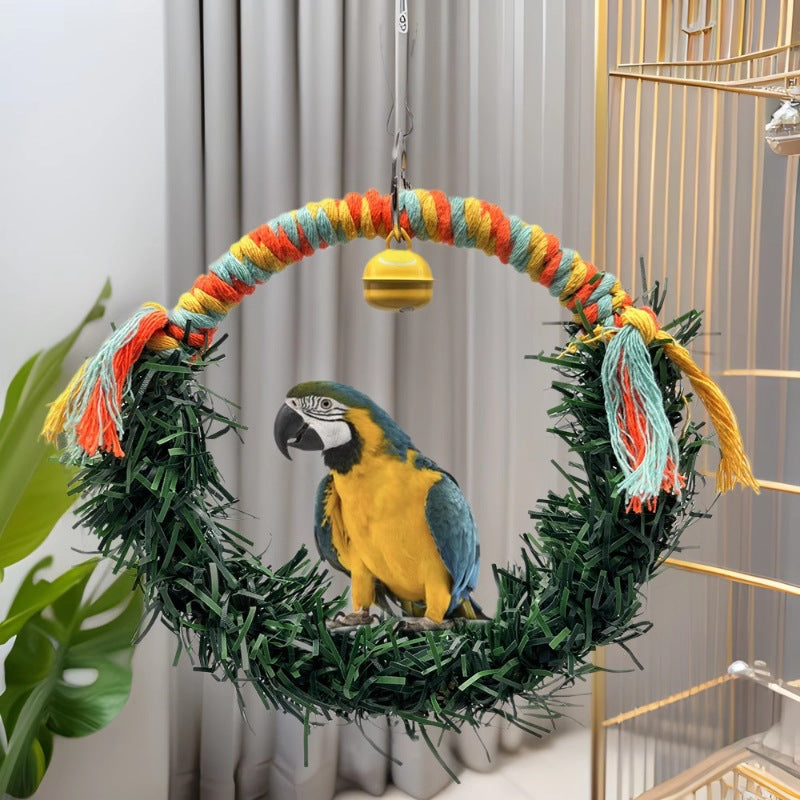 Christmas Themed Parrot Ring Swing Toy for Bird Cages