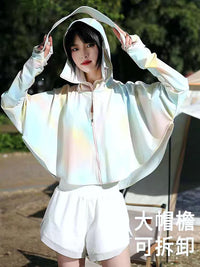Women's UPF 50+ UV Protection Sun Cape with Ice Silk Fabric, Short Style