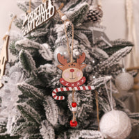 Christmas Santa Snowman Reindeer Wooden Ornaments with Bell