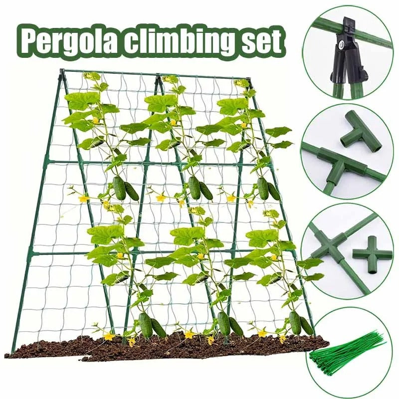 Adjustable Steel Pipe Trellis for Climbing Plants, Cucumber, and Vegetable Support