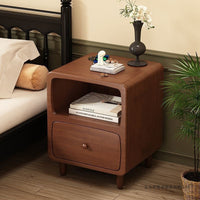 Narrow Bedside Table with Drawer, Small Slim Nightstand for Bedroom, Solid Wood