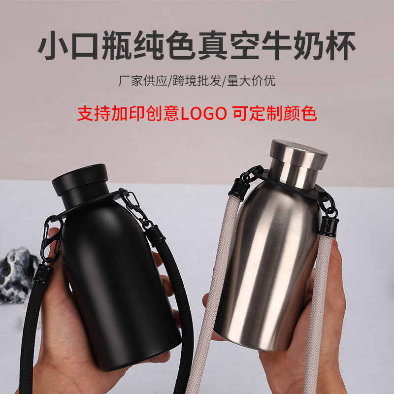 304 Stainless Steel Vacuum Insulated Water Bottle with Rope, Milk Bottle, Cola Bottle, Sports Thermos