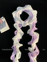 Y2K Wavy Spiral Knit Scarf for Women, Slim Retro Decorative Neck Warmer