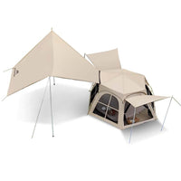 Outdoor Hexagonal Pop-Up Camping Tent with Tarp, 2-in-1 Shelter for Picnics and Parks