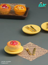 Miniature Dessert Blind Bag Play Food Set with Plates and Cutlery