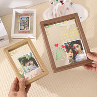 Double-Sided Glass Wooden Photo Frame with Easel Stand for Desk Display