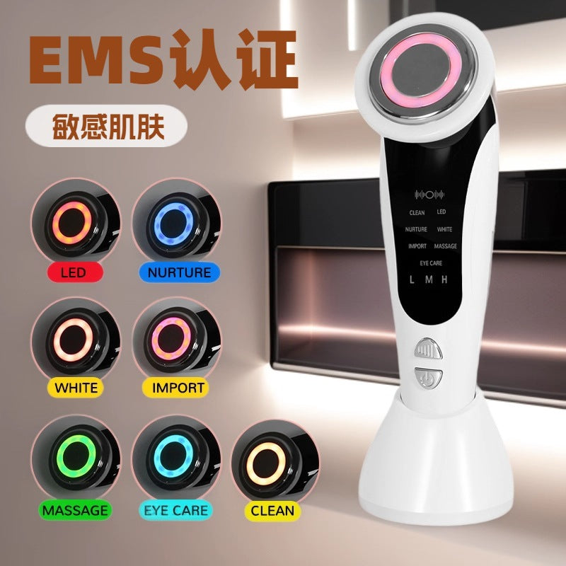 EMS Microcurrent Facial Device with Ion Therapy and Red Light for Skin Rejuvenation