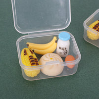 Dollhouse Miniature Breakfast Set with Steamed Buns, Dumplings, Milk, and Eggs in Clear Box