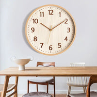 Solid Wood Wall Clock with Silent Movement for Living Room and Bedroom