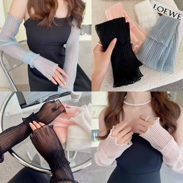 UV Protection Cooling Arm Sleeves for Women - Thin Ice Silk Sun Protection Arm Covers