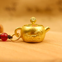 Brass Chinese Zodiac Teapot Keychain Pendant Ornament Gift