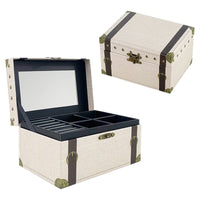 Vintage Multi-Layer Jewelry Box with Mirror and Multiple Compartments