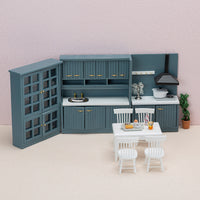 1:12 Dollhouse Miniature Kitchen Island Cabinet Dining Table Chair Set