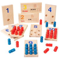 Montessori Wooden Math Learning Sticks Color Recognition Peg Board Educational Toy for Kids