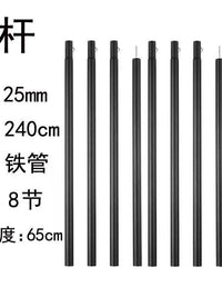 Camping Tarp Poles Outdoor Canopy Tent Awning Support Rods Iron Black