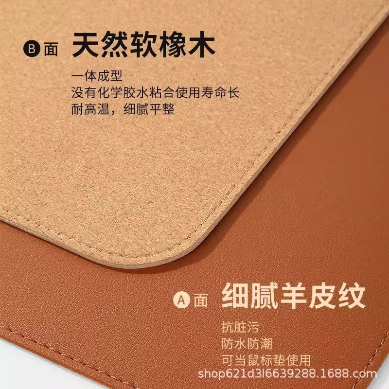Large Thickened Waterproof PU Leather Desk Mat with Cork Base for Office and Home