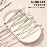10-Piece Professional Wood Handle Makeup Brush Set for Eyeshadow, Blush, and Powder