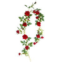 Artificial Rose Garland Vine - Faux Hanging Ivy for Wedding, Home, and Garden Decor
