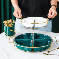 Nordic Ceramic Divided Serving Platter for Snacks and Fruits