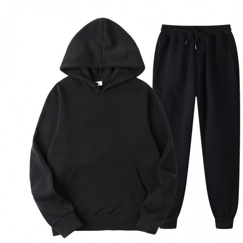 Men's Solid Color Hooded Sweatshirt & Pants Set Casual Sportswear