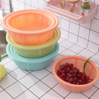 3-Piece Hollow Drain Basket Set for Kitchen, Thickened Vegetable and Fruit Washing Strainer