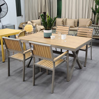 Outdoor Wood-Plastic Composite Dining Table and Chairs Set for Patio Garden