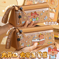 Capybara Large Capacity Pencil Case for Students, Cute Cartoon Stationery Pouch