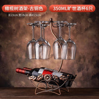 European Style Wrought Iron Wine Rack with Glass Holder for Home Decor